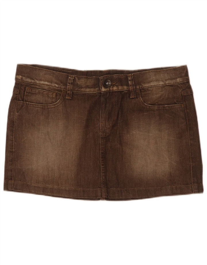 Benetton Femme Taille Basse Mini Jupe En Jean W31 Marron Moyen