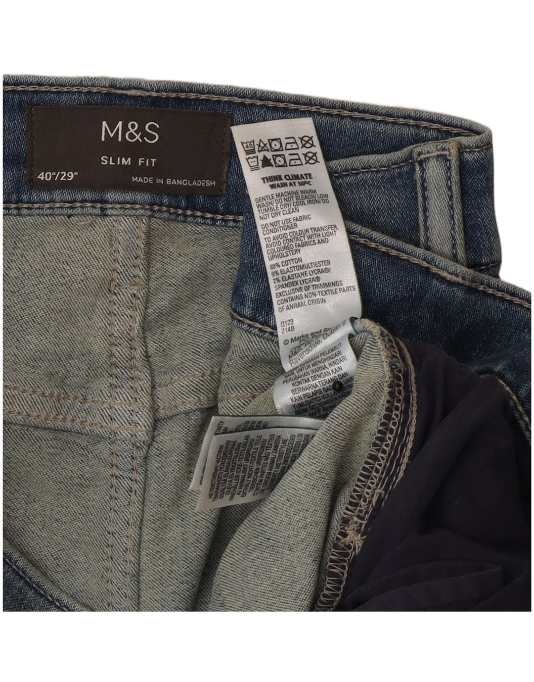 Marks & Spencer Jean Slim Homme W40 L29 Bleu Coton