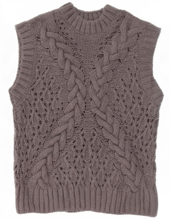 Zara Femme Gilet Débardeur UK 10 Petit Gris Acrylique