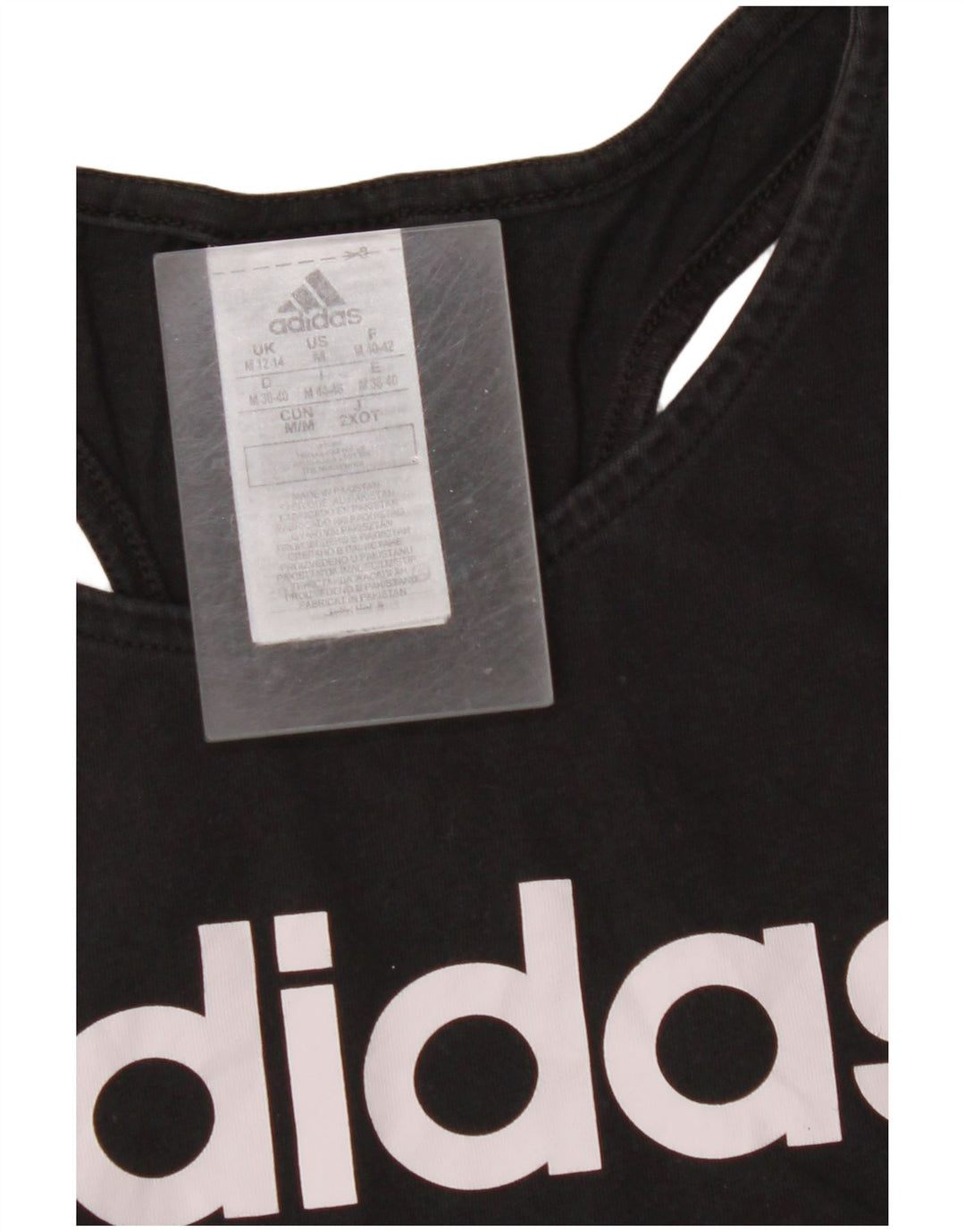 ADIDAS Débardeur graphique pour femme UK 12/14 Coton noir moyen