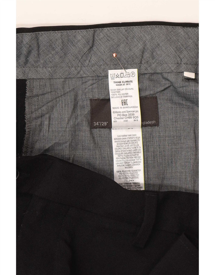 Marks & Spencer Pantalon de Costume Regular Homme W34 L29 Noir Polyester