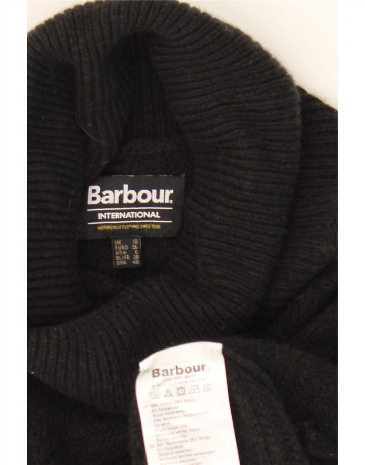 Barbour Pull surdimensionné à col roulé pour femme UK 10 Petit coton noir