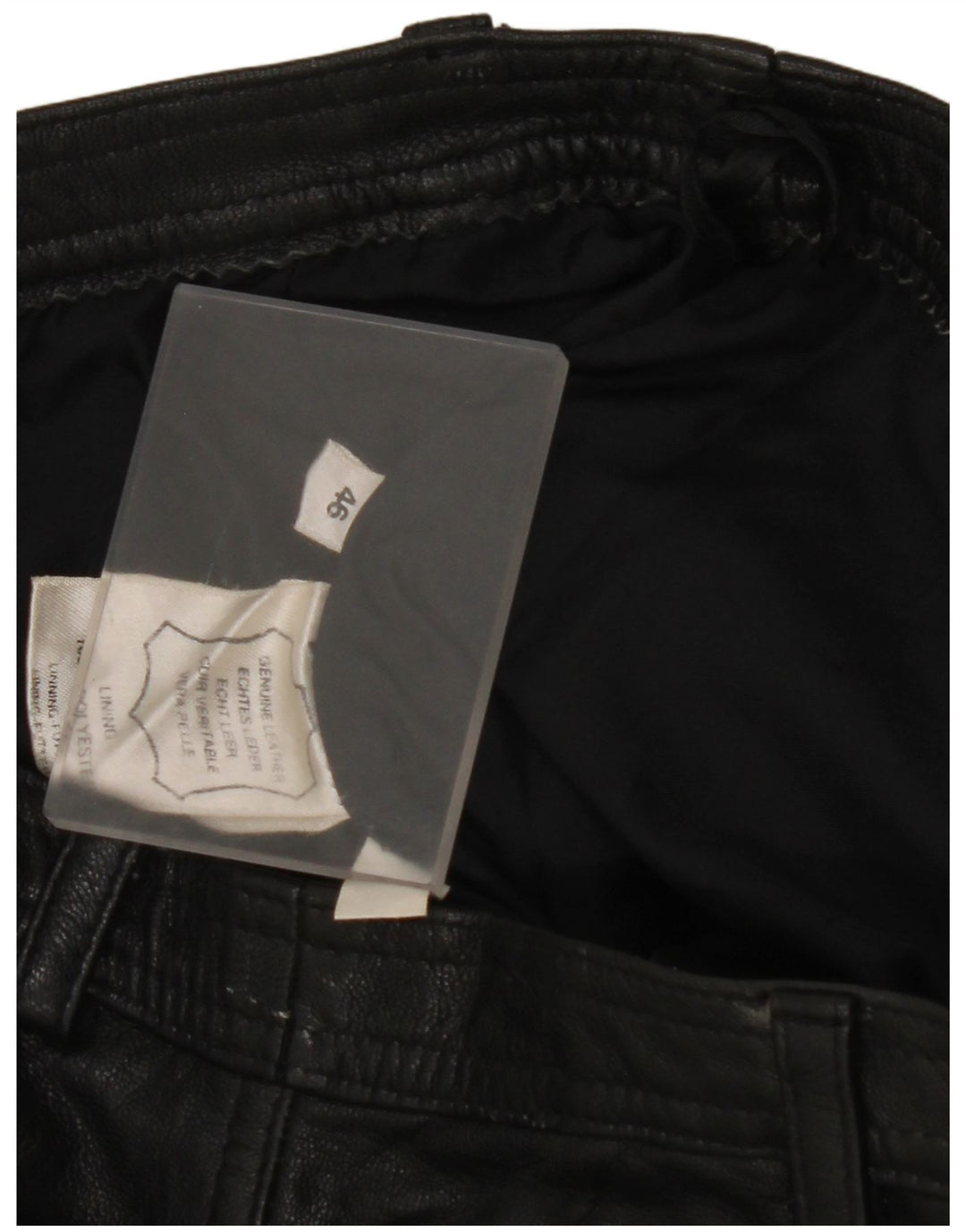 VINTAGE Pantalon taille haute femme IT 46 Large W28 L32 Cuir Noir