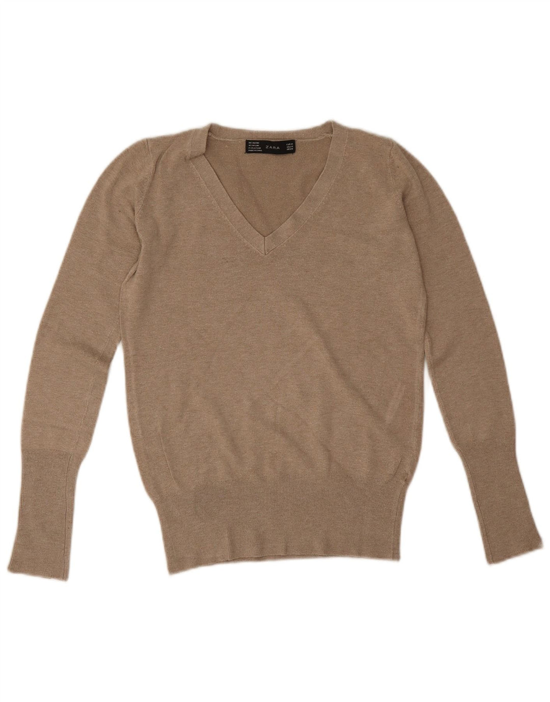 Zara Pull col V pour femme UK 12 Gris moyen