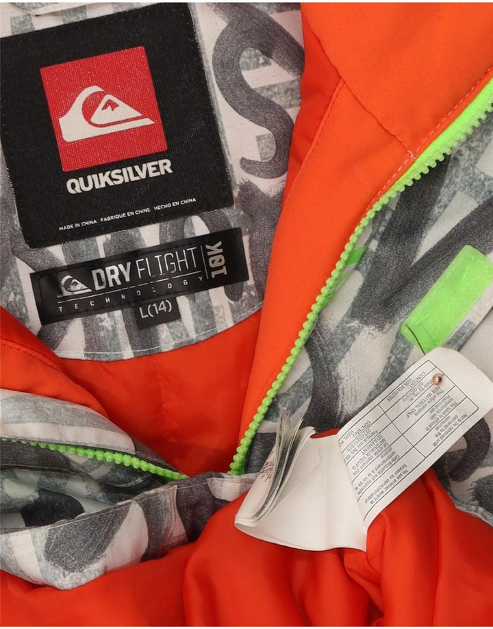 Quiksilver Veste de ski à capuche graphique pour garçon 13-14 ans Large Gris Polyester