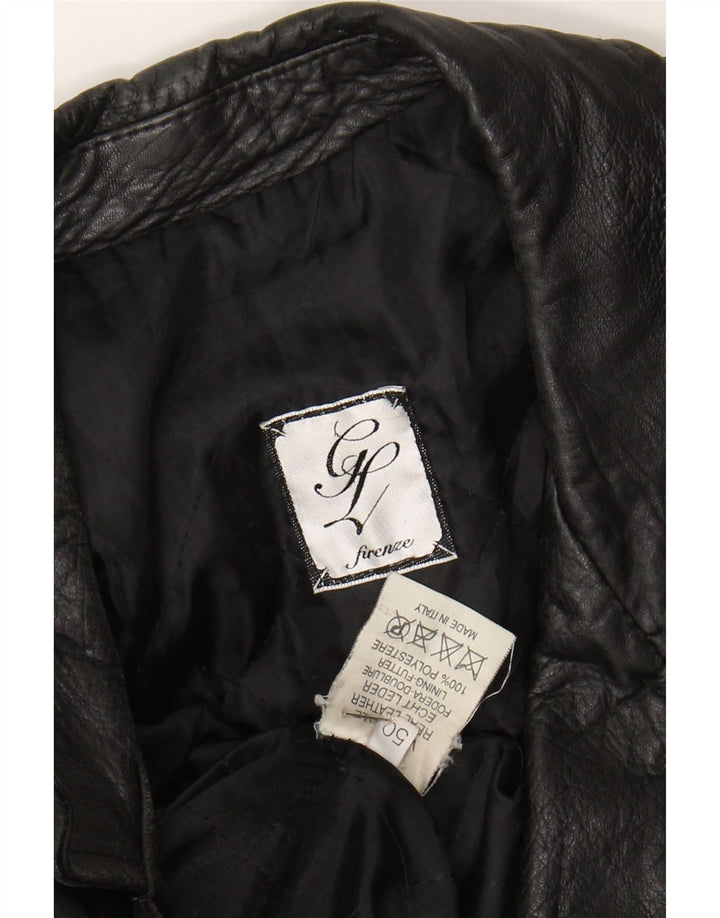 FIRENZE Mens Leather Jacket IT 50 Large Black Leather Vintage Firenze and Second-Hand Firenze from Messina Hembry 