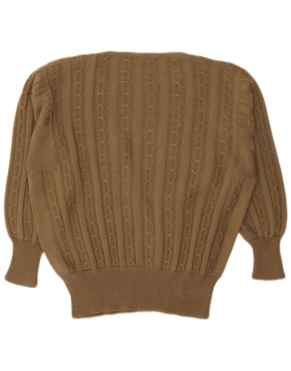vintage Femmes Bateau Cou Jumper Pull UK 18 XL Kaki