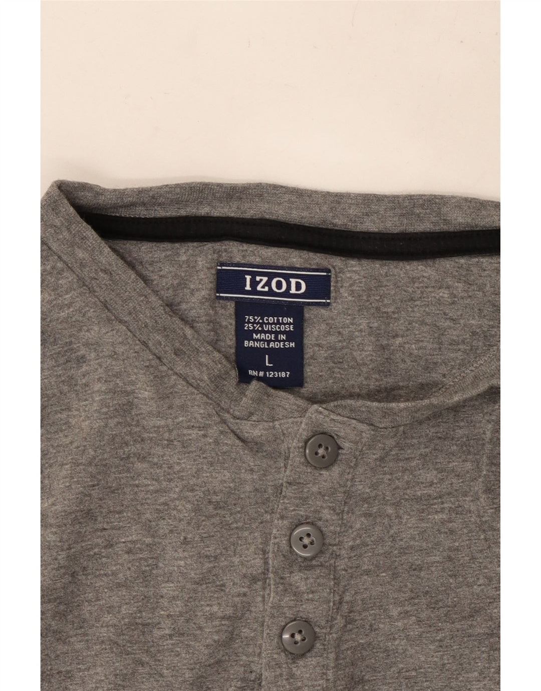 IZOD Haut Homme Manches Longues Grand Gris Coton
