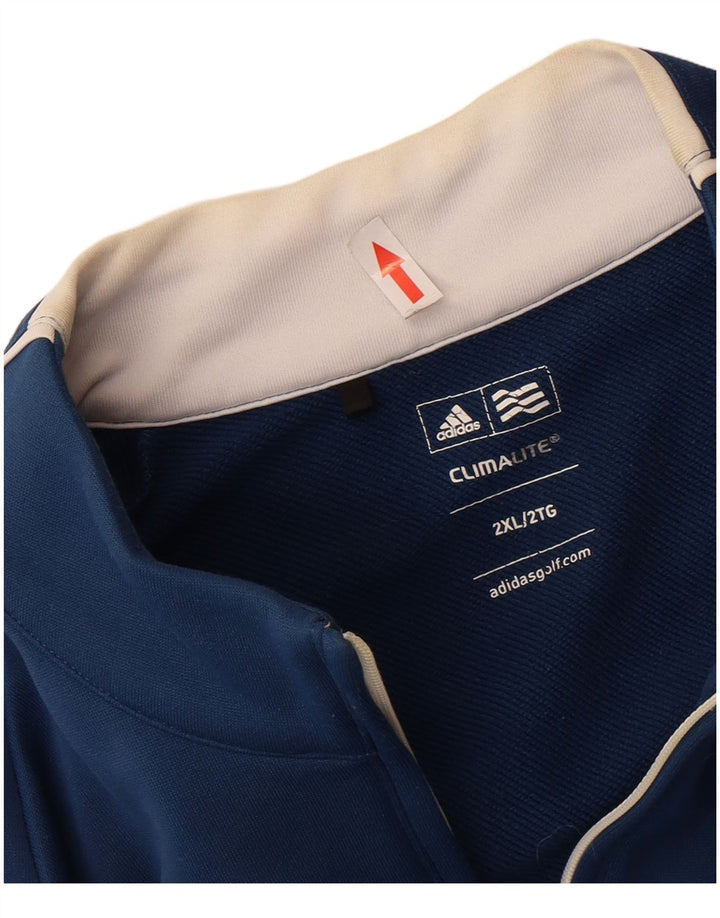 Adidas Hommes Climalite Zip Neck Pull Survêtement Top 2XL Bleu Polyester