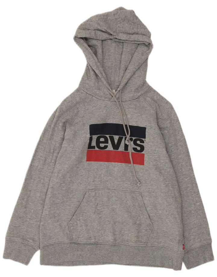 Levi's Pull à Capuche Graphique Femme UK 44 Gris Moyen Moucheté Coton
