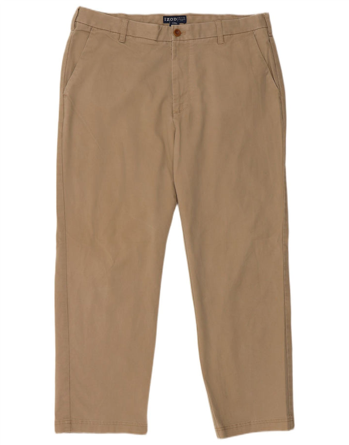 IZOD Pantalon Chino Droit Homme W38 L30 Beige Coton