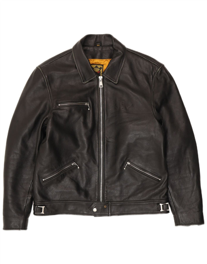 veste en cuir homme vintage UK 44 2XL Noir
