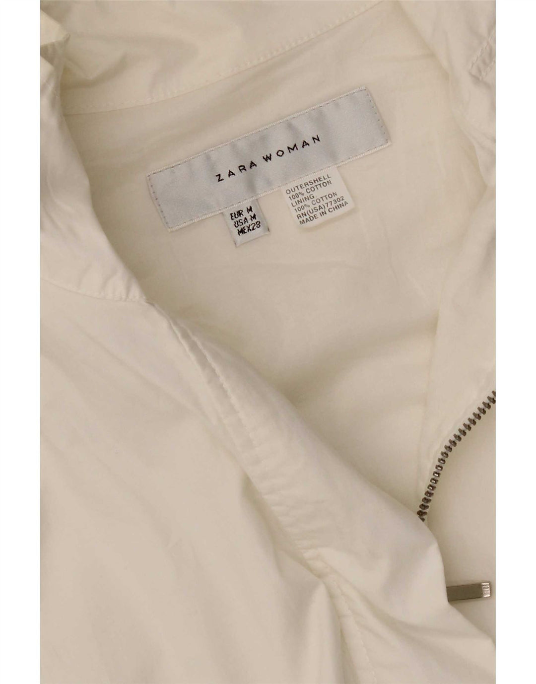 Zara Womens Trench Coat UK 12 Moyen Blanc Coton