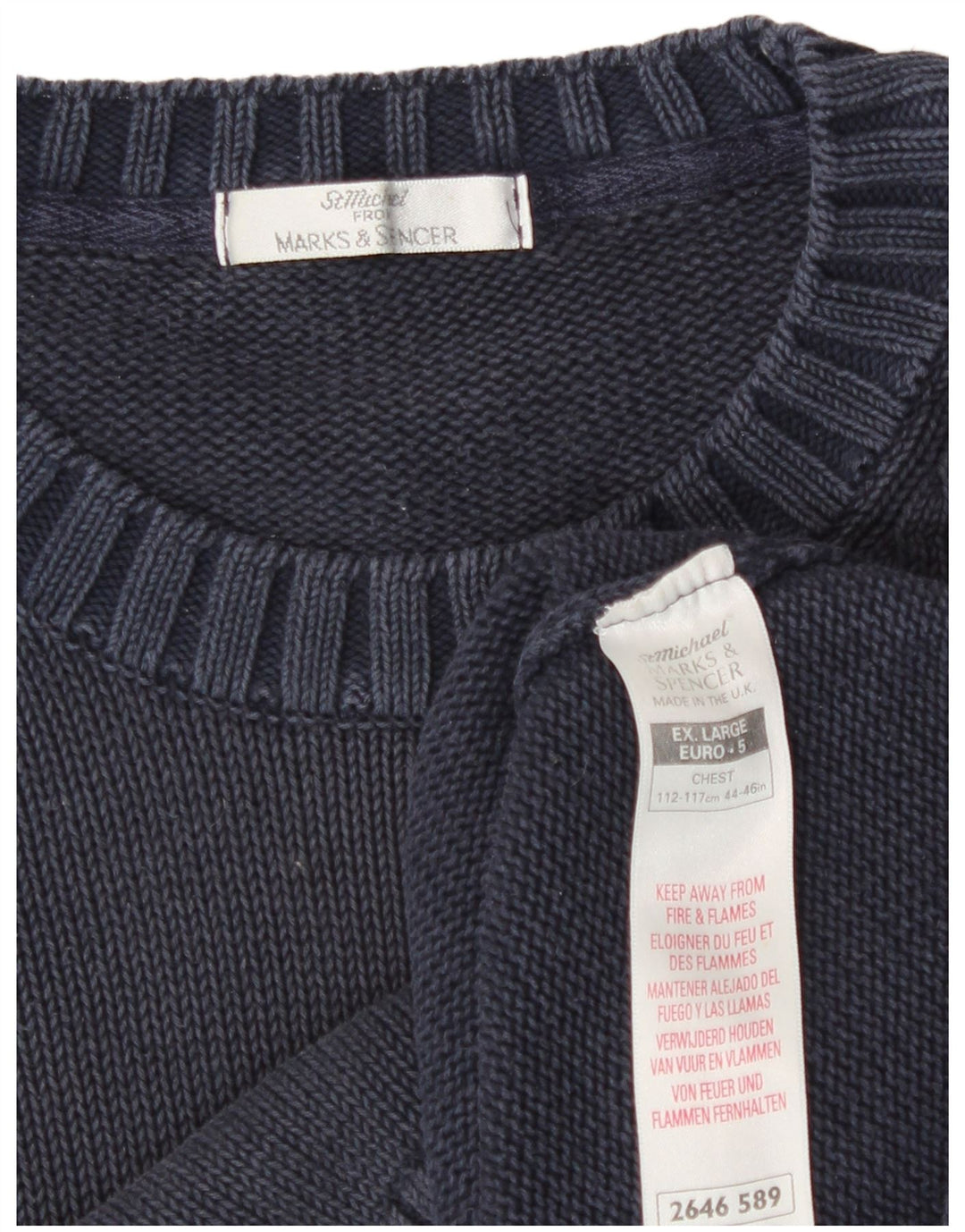 Marks & Spencer Pull à col rond St. Michael pour homme XL Bleu classique