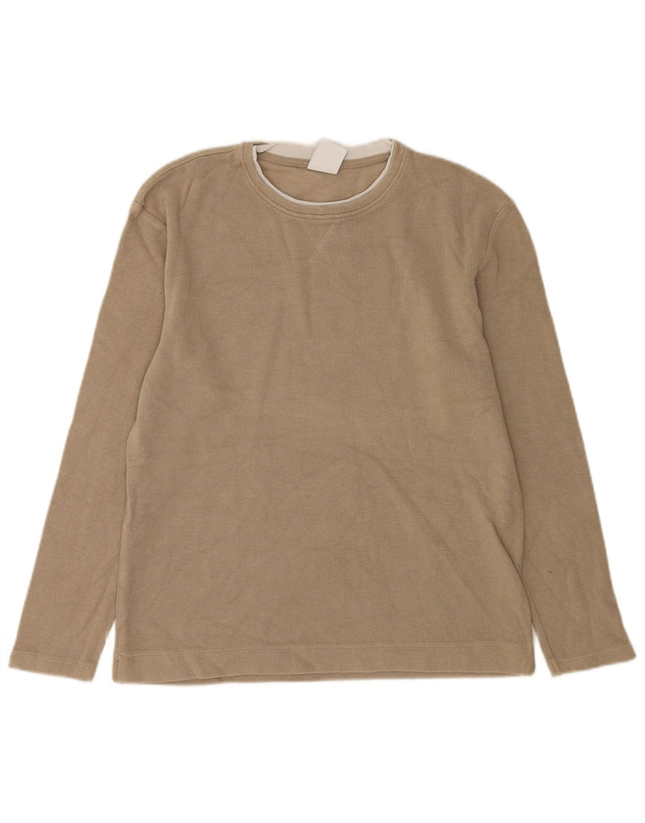 Zara Homme Top Manches Longues Coton Marron Moyen