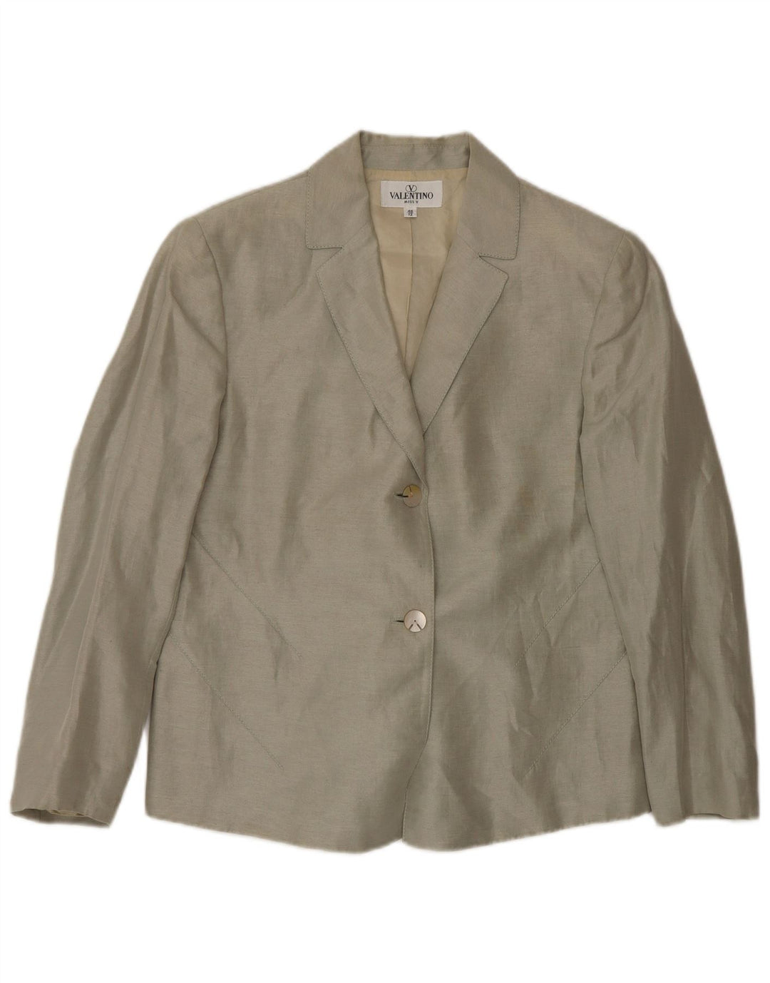 Valentino Veste Blazer à Manches 3/4 et 2 Boutons pour Femme UK 12 Vert Moyen