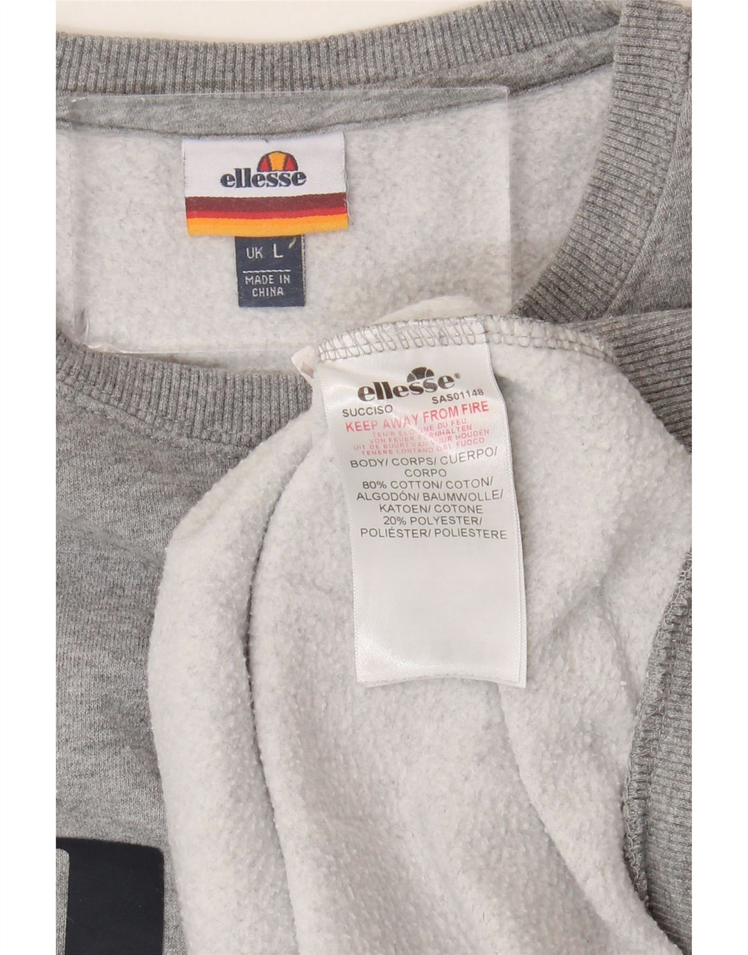 ELLESSE Sweat-shirt graphique pour homme, grand, gris, coton