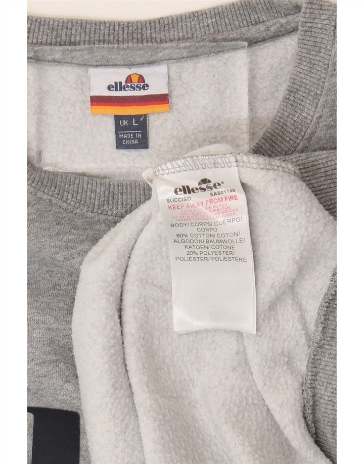 ELLESSE Sweat-shirt graphique pour homme, grand, gris, coton