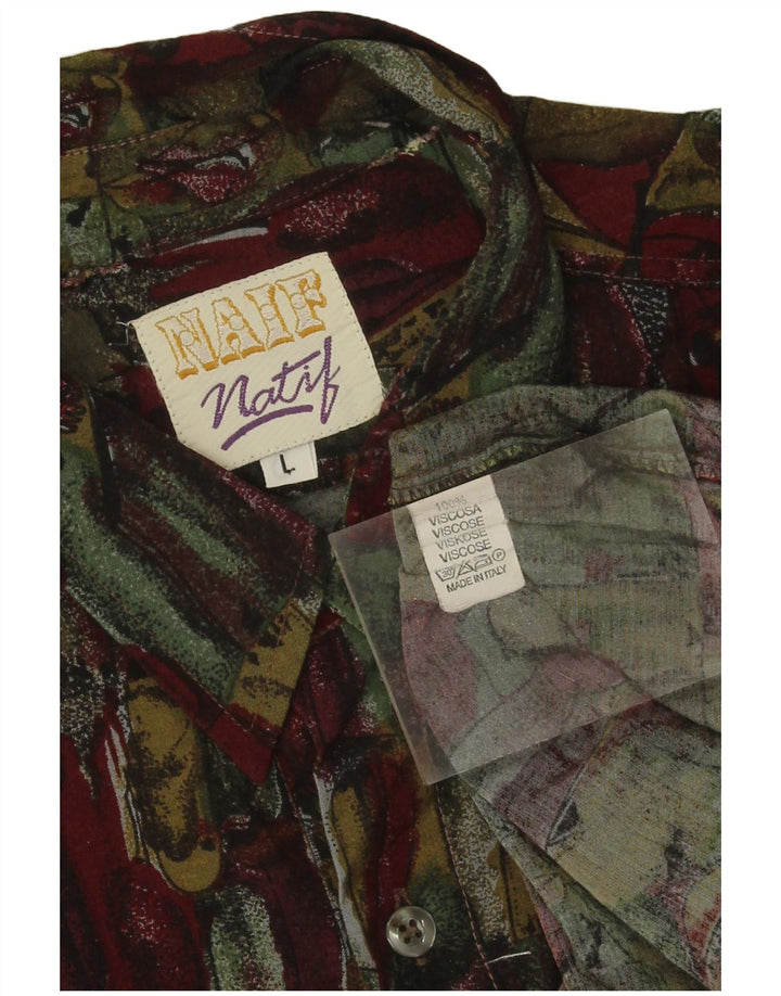 Chemise à motif abstrait vintage pour hommes grande viscose bordeaux