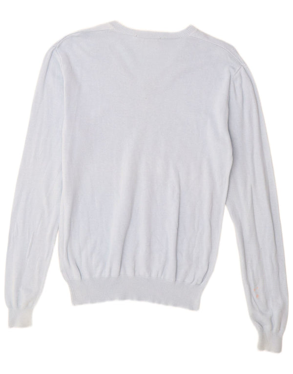 French Connection Pull col V pour femme UK 44 Bleu moyen Coton