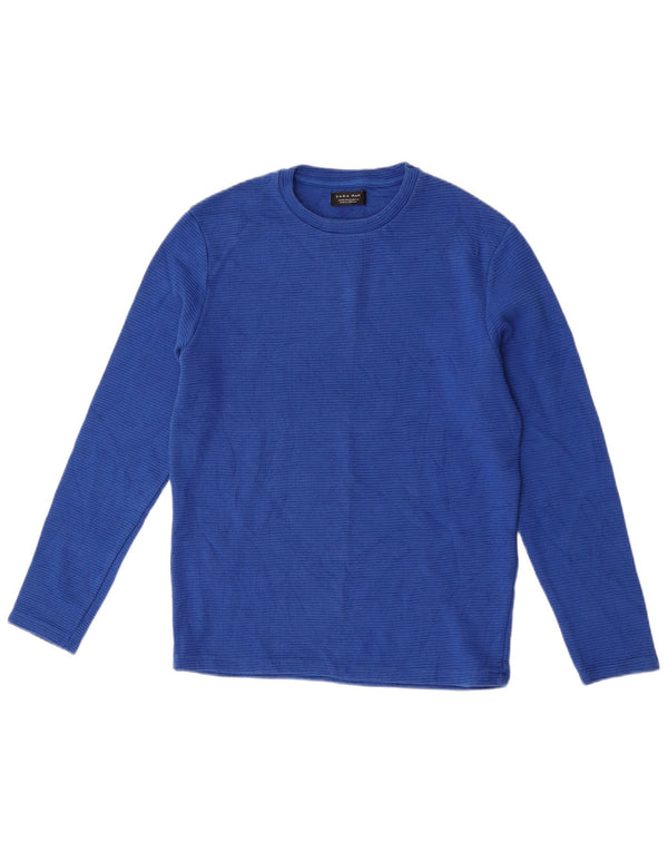 Zara Homme Top Manches Longues Bleu Moyen Coton