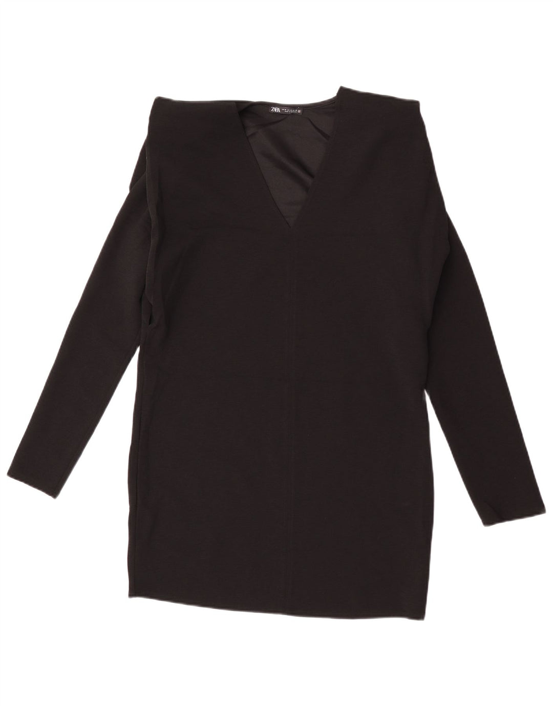 Zara Robe droite à manches longues pour femme UK 14 Noir moyen