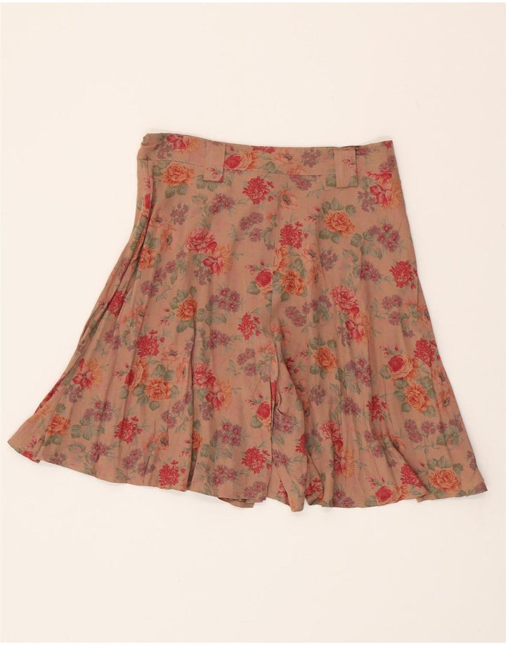 VINTAGE Short décontracté taille haute à jambes larges pour femme Moyen W28 Marron Floral