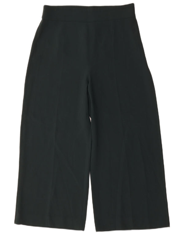 Zara Pantalon court à jambe large pour femme Large W30 L26 Vert Polyester
