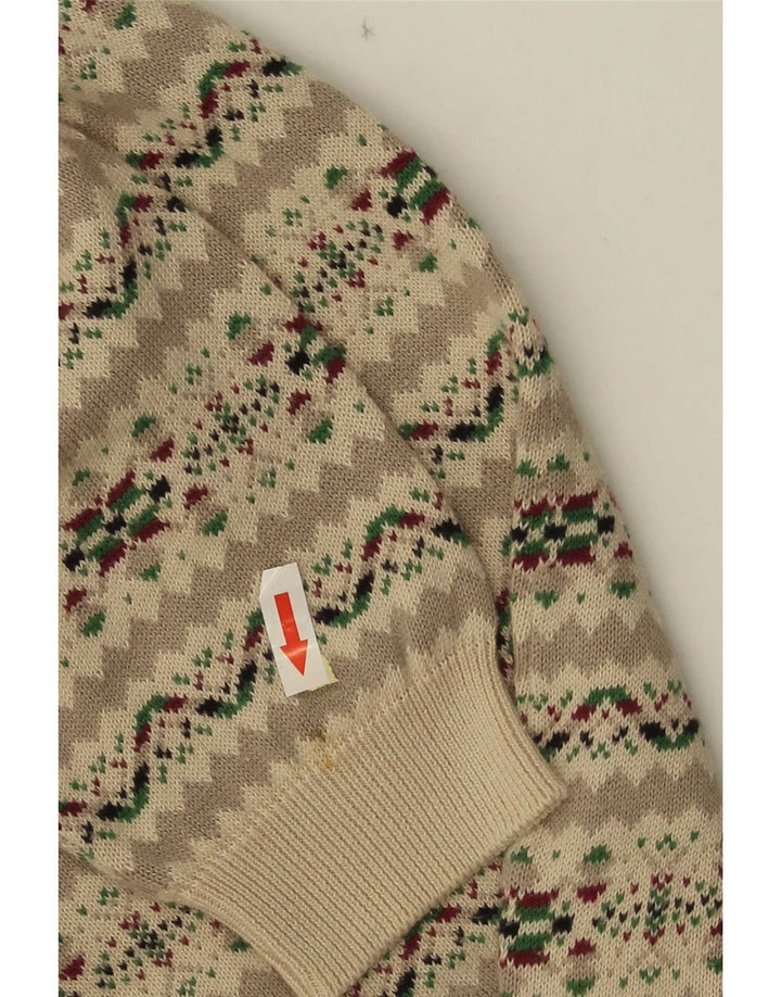 vintage Femme Cardigan Pull UK 14 Moyen Gris Fair Isle