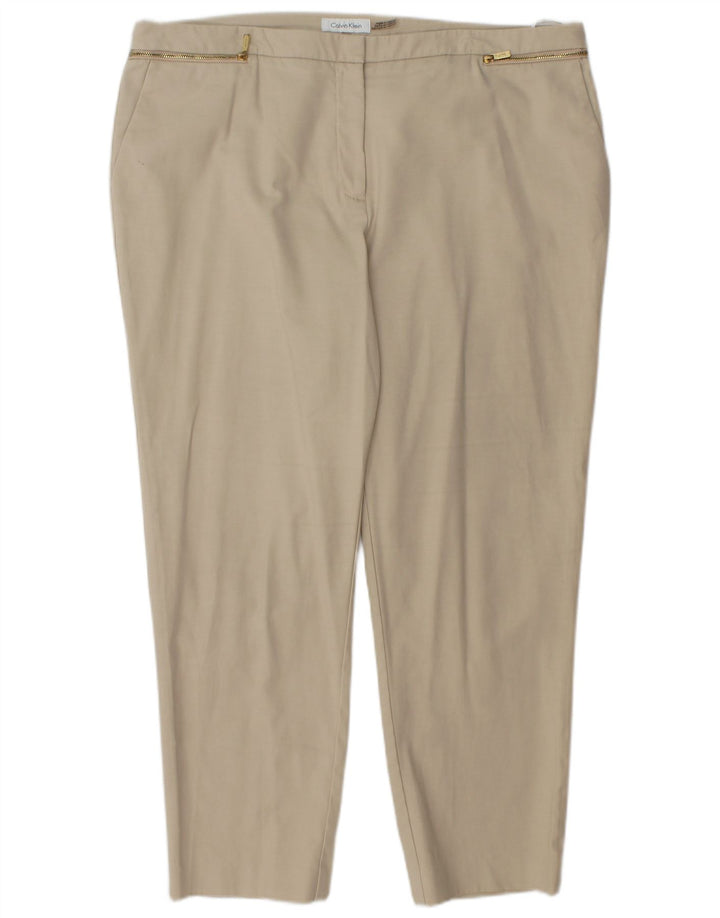 CALVIN KLEIN Pantalon court droit pour femme US 16 2XL W38 L27 Beige