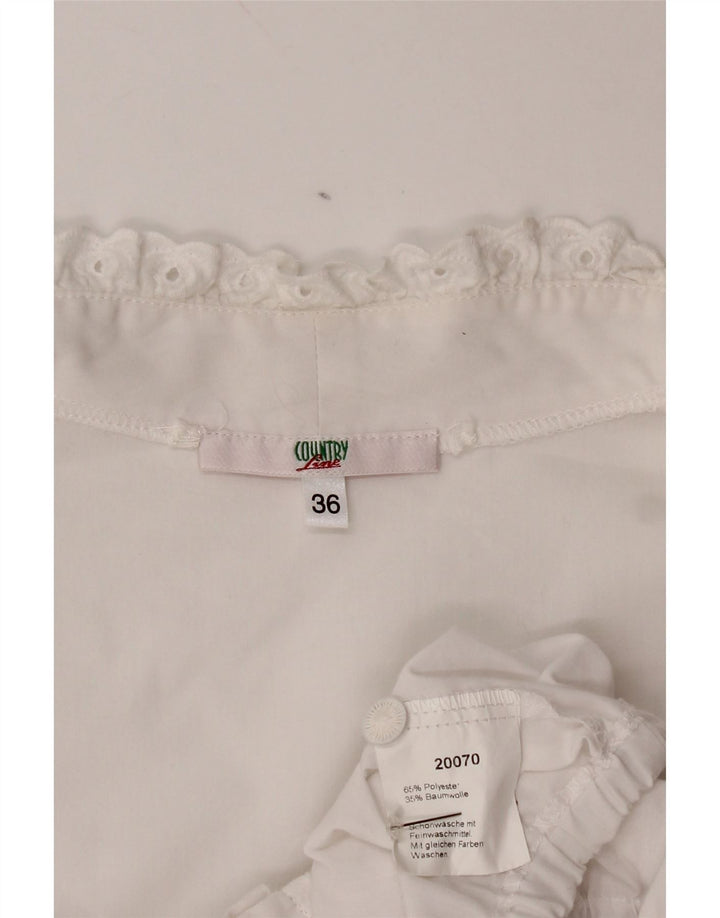 Country Womens Crop Short Sleeve Blouse Top EU 36 Petit Blanc Polyester