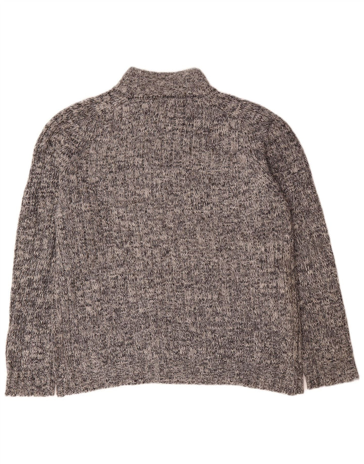 Marks & Spencer Pull à col zippé pour homme en laine mouchetée grise