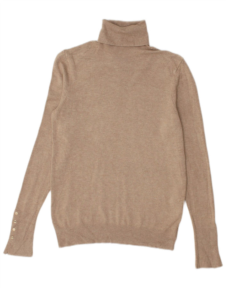 Zara Pull col roulé pour femme UK 12 Viscose beige moyen