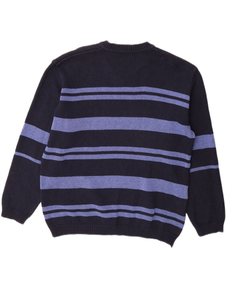 LEVI'S Mens V-Neck Jumper Sweater XL Navy Blue Striped Polyacrylic Vintage Levi's and Second-Hand Levi's from Messina Hembry 