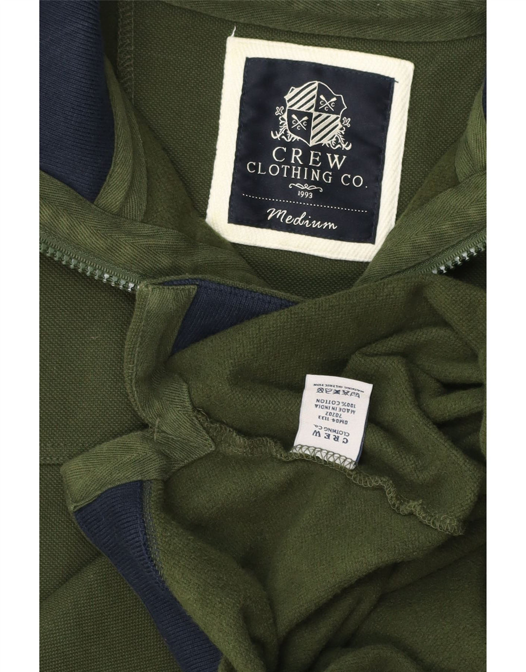 Crew Clothing Sweat-shirt à col zippé pour homme en coton vert moyen