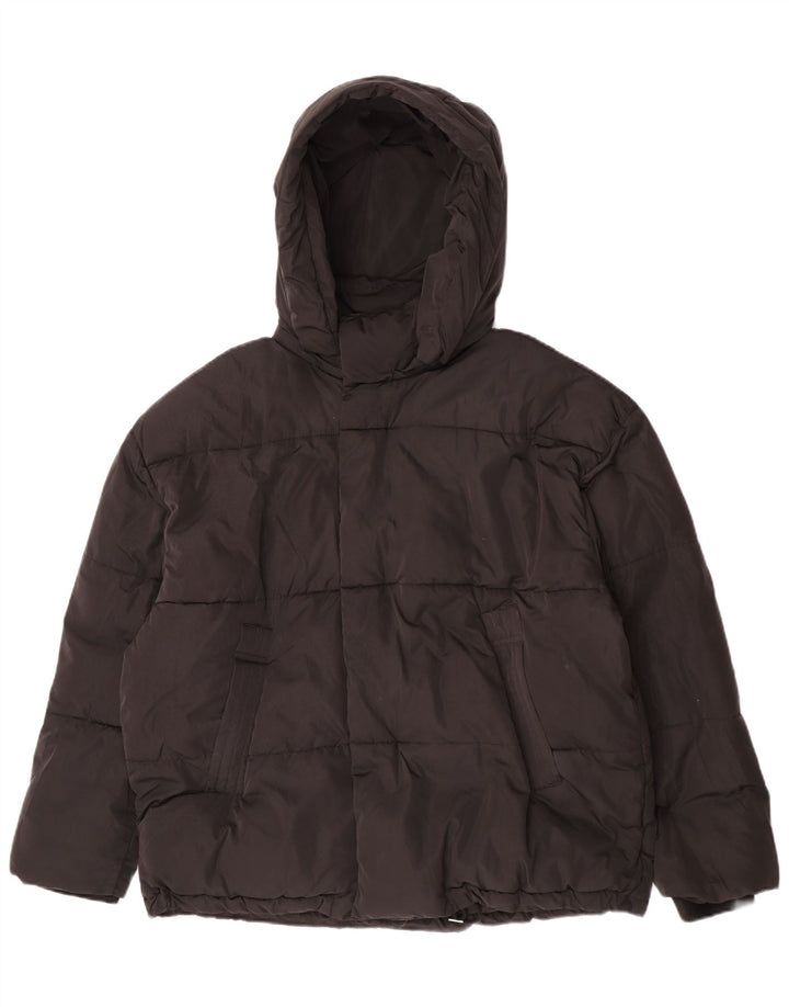 Zara Veste matelassée à capuche pour femme UK 42 XL Noir Polyester
