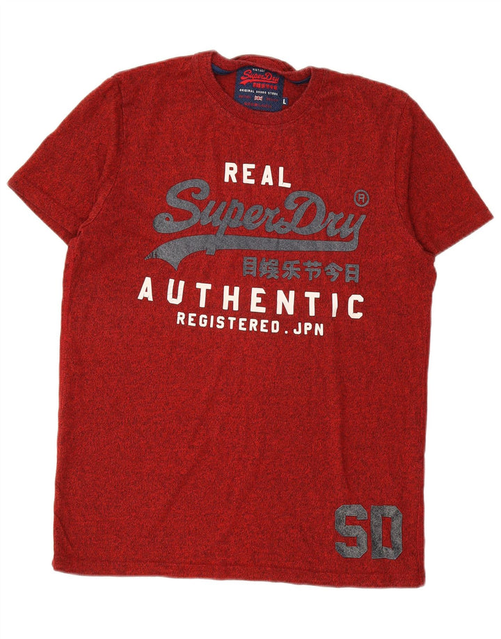 SUPERDRY Homme T-Shirt Graphique Haut Large Rouge Coton
