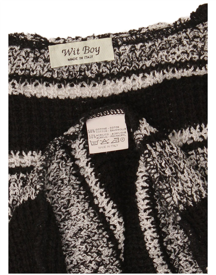 Wit Boy Cardigan à manches courtes pour femme UK 12 Medium Noir Rayé