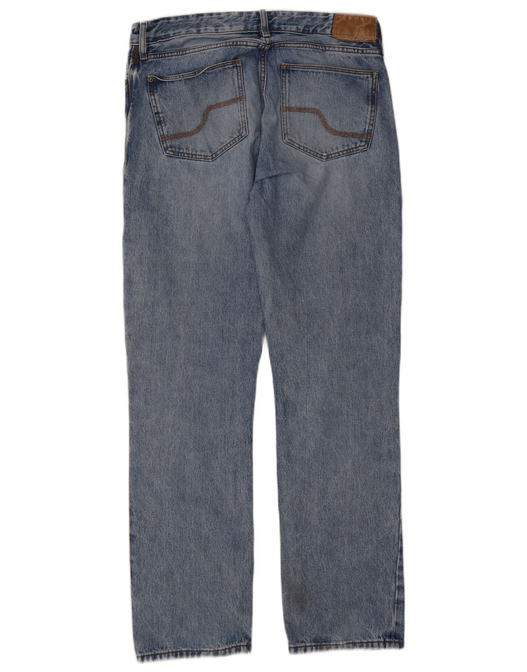 Fat Face Jean droit vieilli pour homme W30 L34 Bleu Coton