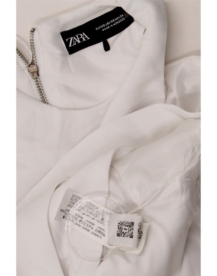 Zara Femmes Crop One Épaule Top UK 4 XS Blanc Polyester