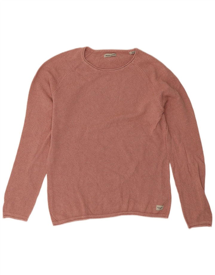 Jack & Jones Pull à col rond pour homme en coton rose Taille L