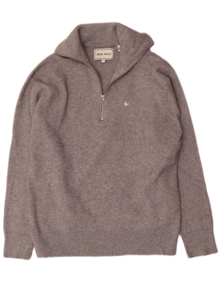 Jack Wills Pull à col zippé pour homme Small Gris Viscose