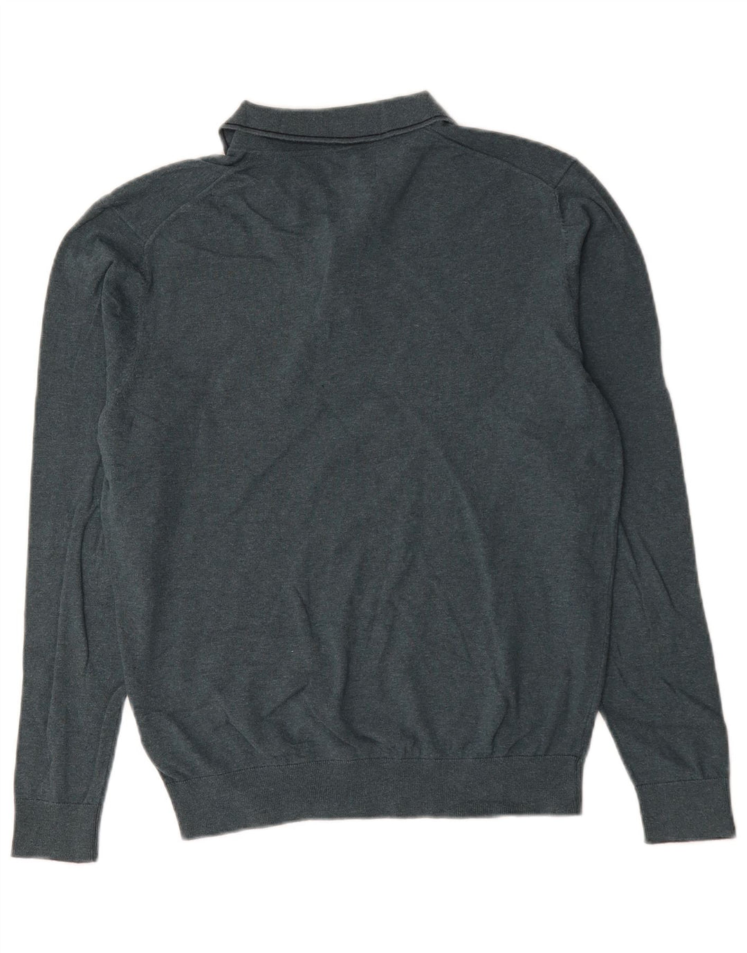 Marks & Spencer Pull Col Polo Homme Vert Moyen Coton