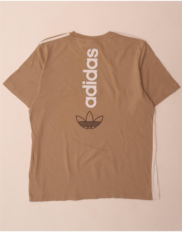 Adidas T-shirt graphique pour hommes en coton color block beige grand