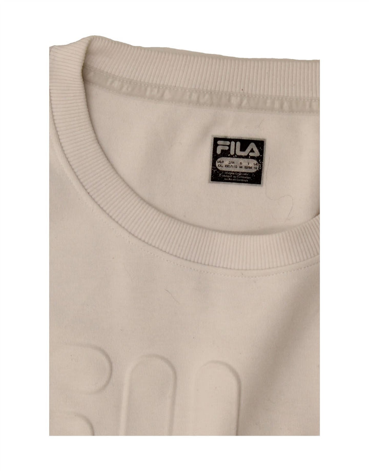 FILA Mens Graphic Sweatshirt Jumper 2XL White Vintage Fila and Second-Hand Fila from Messina Hembry 