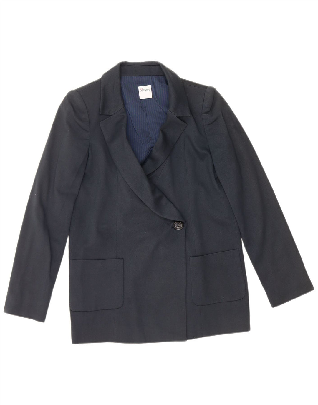 Red Valentino Veste Blazer 1 Bouton Femme UK 12 Coton Bleu Marine Moyen