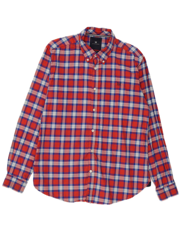 Crew Clothing Chemise ajustée pour homme en coton à carreaux rouges