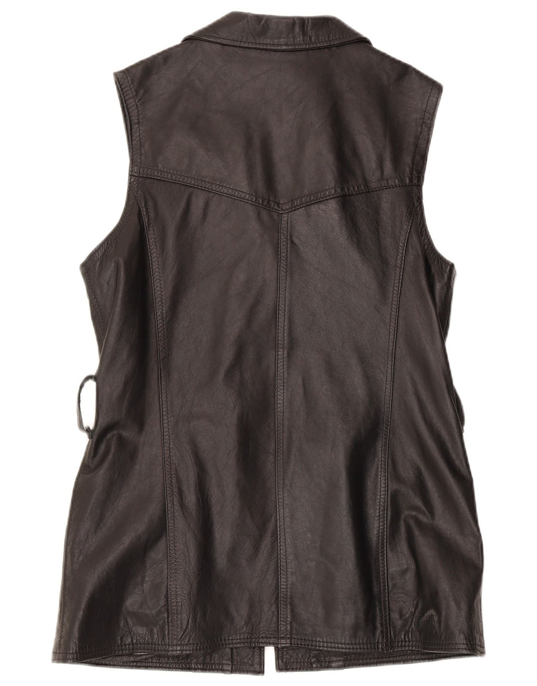 gilet en cuir femme vintage UK 14 Grand cuir noir