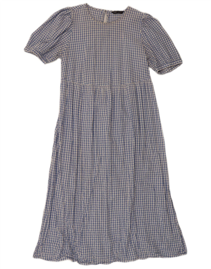 Marks & Spencer Robe longue pour femme UK 44 en coton vichy bleu moyen