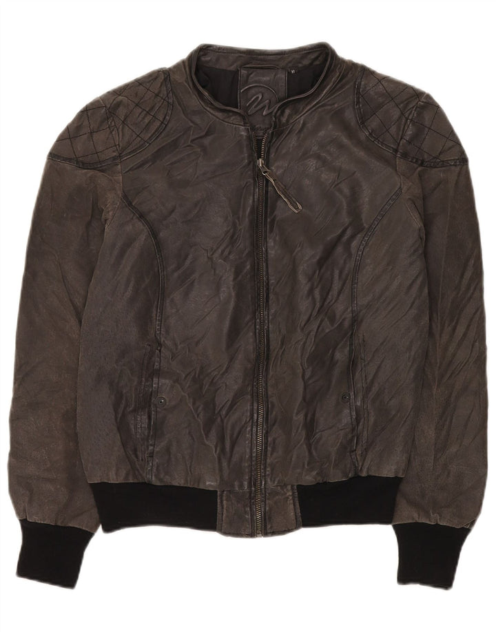 MAZE Veste Bomber en Daim pour Homme UK 38 Cuir Gris Moyen